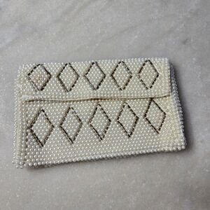 Vintage Bags by Carter Beaded Clutch Bag Elegant Diamond Design Japan